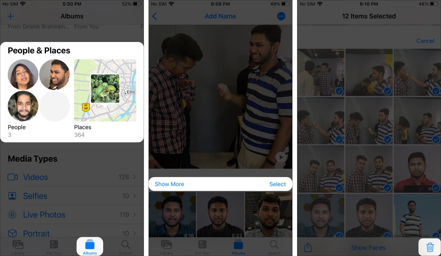 Delete all photos of a particular person, file type, or location