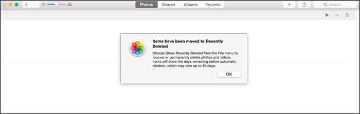 Deleted Photos Popup in Mac OS X
