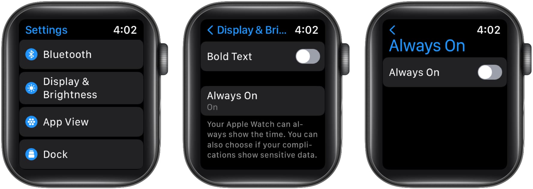 Disable AOD (Always on display) on Apple Watch