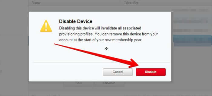 Disable Device from Apple Developer Account
