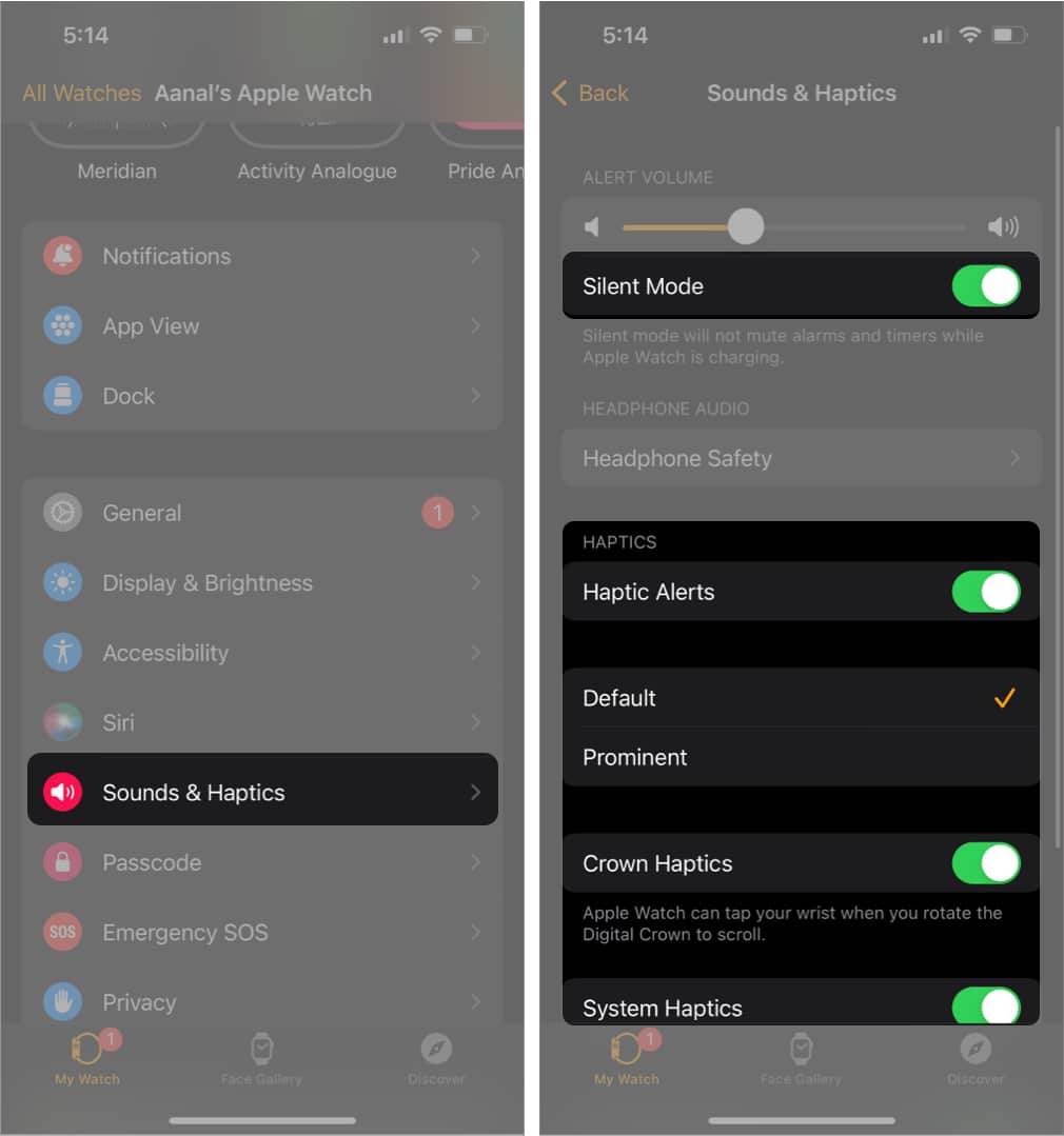 Disable Sound or Haptic feedback on Apple Watch