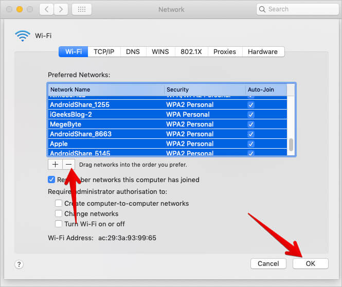 Disconnect All Wi-Fi Networks from Mac