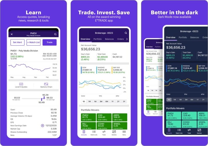 E trade best stock trading app for iPhone