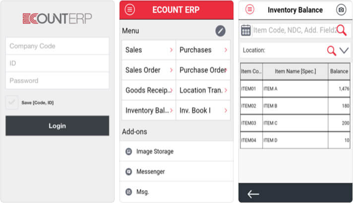 EcountERP iPhone App Screenshot