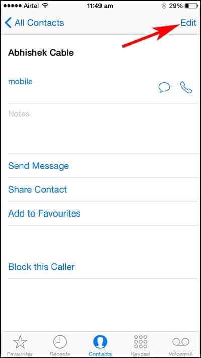 Edit iPhone Contact