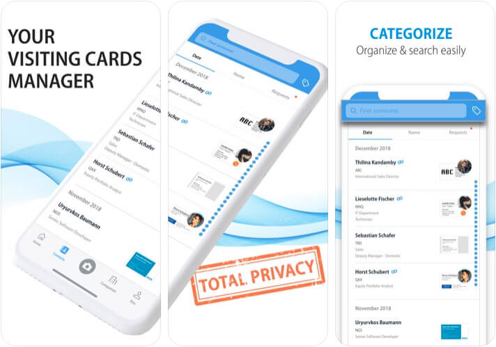 Eight Visiting card scanner iPhone App Screenshot