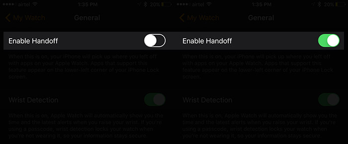 Enable Handoff from Apple Watch App on iPhone