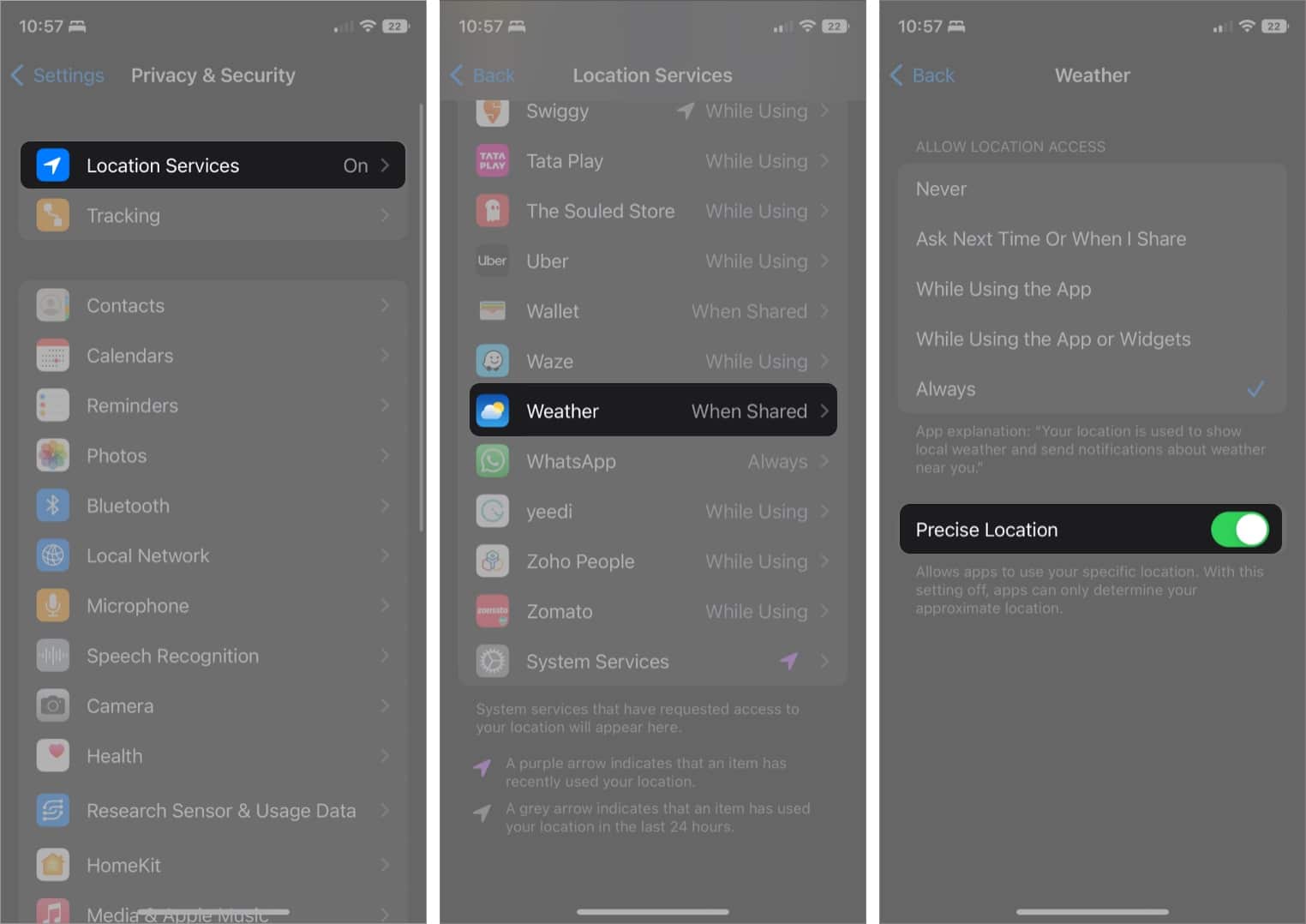 Enable Location on iPhone