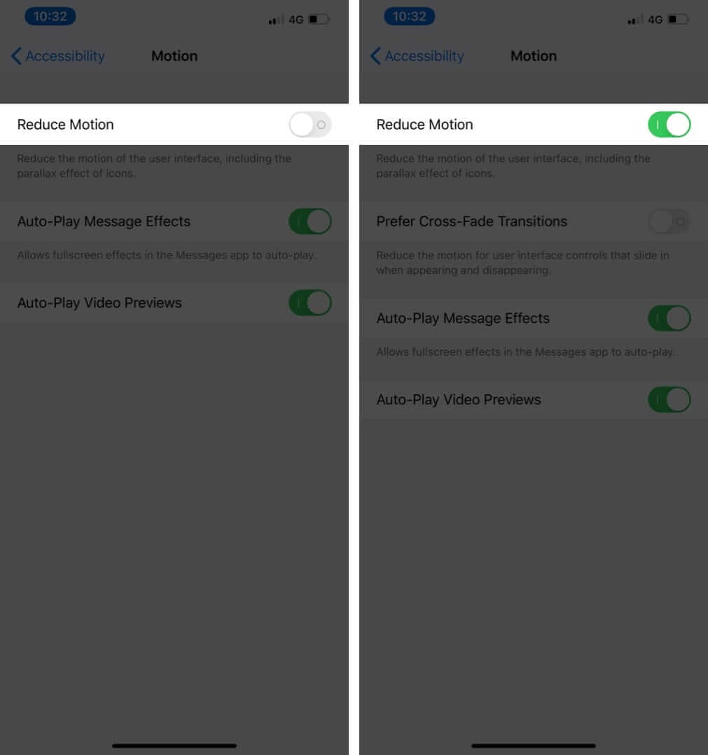 Enable Reduce Motion on iPhone