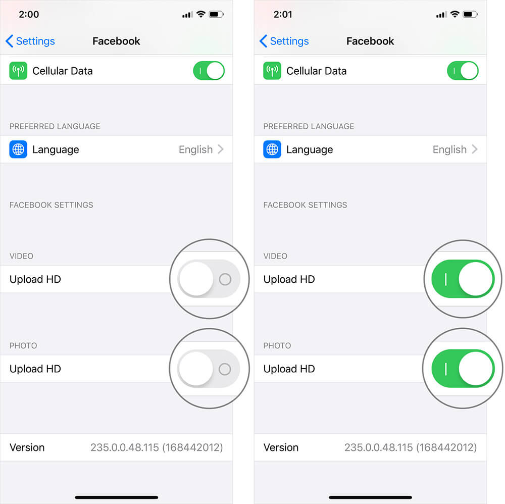 Enable Upload HD Photos and Videos on Facebook from iPhone and iPad