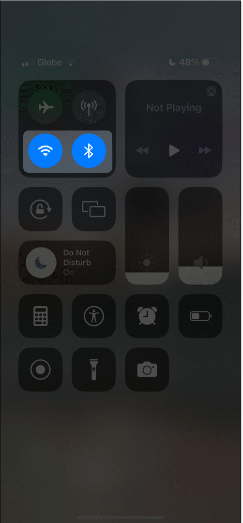 Enable Wifi and Bluetooth in Control Center on iPhone