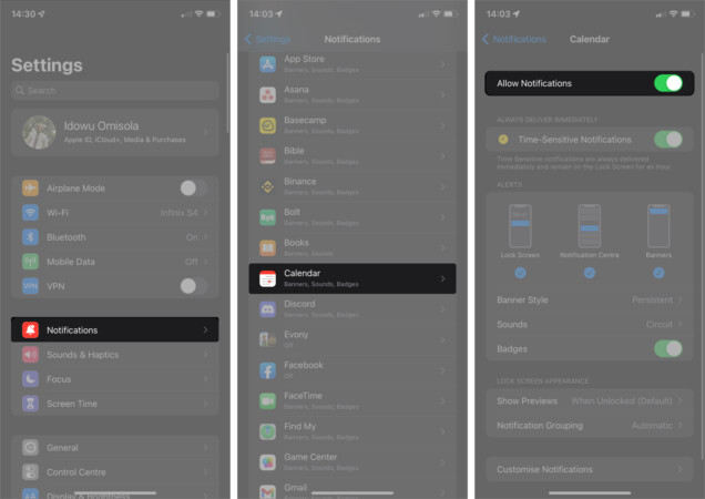 Calendar alerts not working on iPhone or iPad 12 Fixes Ensure that notification is enabled for calendar on iPhone