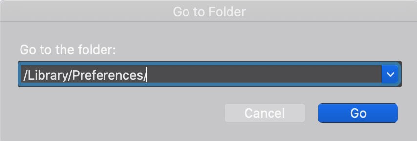 Enter Folder Path and Click on Go on Mac