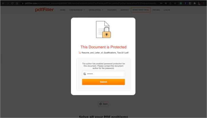 Enter PDF password to unlock your PDF