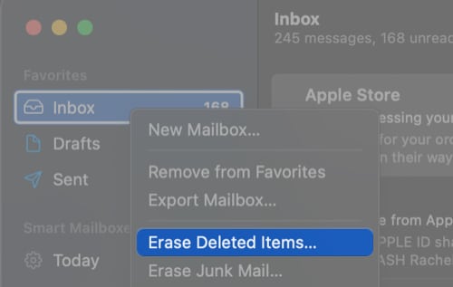 Erase Deleted Items to freeup space on mackbook