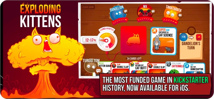 Exploding Kittens board game for iPhone and iPad