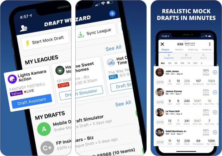 Fantasy football draft wizard nfl app for iphone and ipad