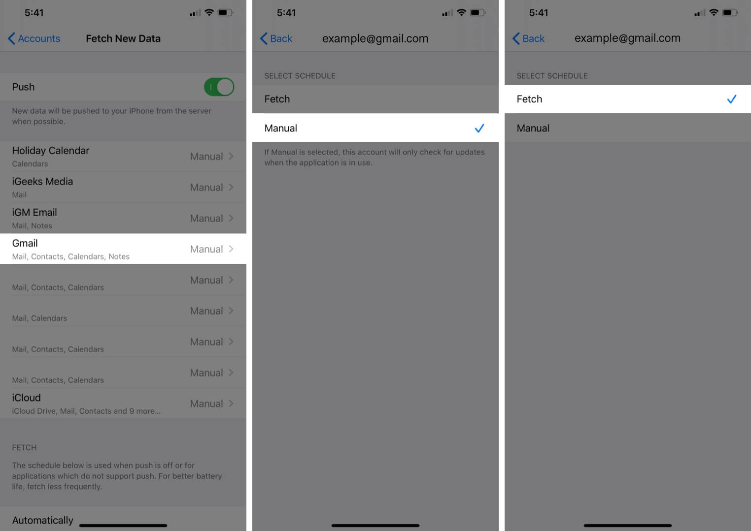 Fetch Emails from Gmail on iPhone or iPad