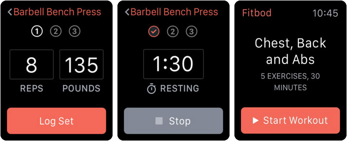 Fitbod Weight Lifting Workout Apple Watch App Screenshot