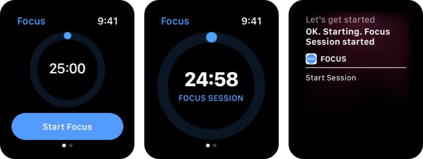 Focus Time Management Apple Watch app
