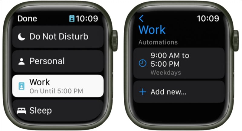 Focus modes on Apple Watch