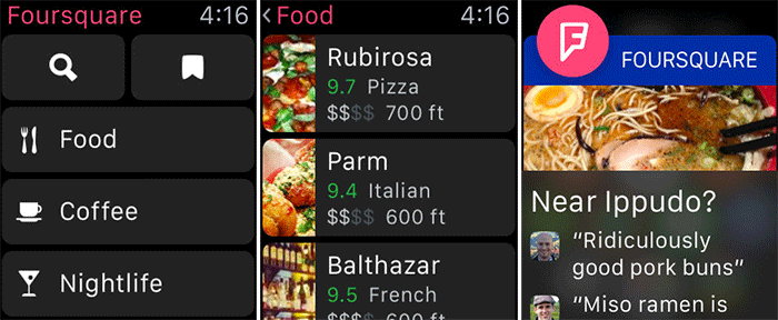 Foursquare City Guide Apple Watch and iPhone Travel App Screenshot