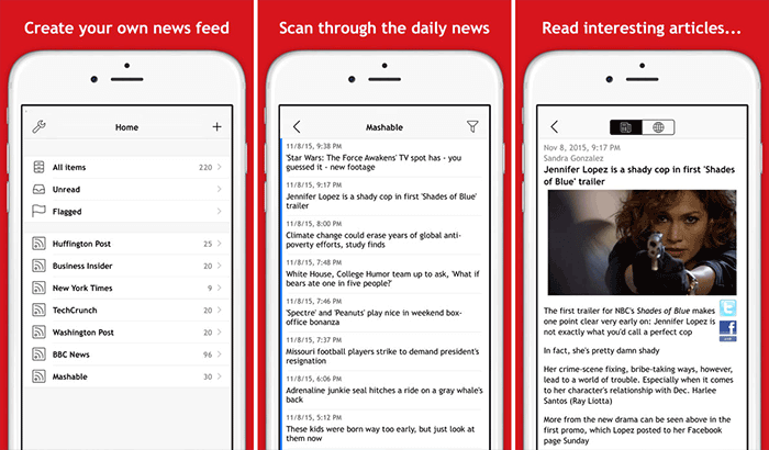 Free RSS Reader iPhone and iPad App Screenshot