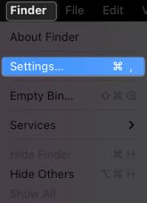 Go to Finder and Settings