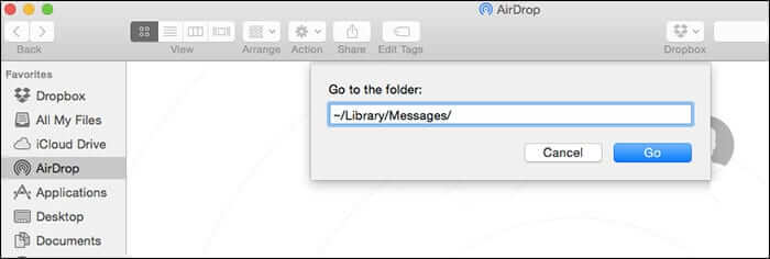 Go to Folder Message Library in Mac OS X
