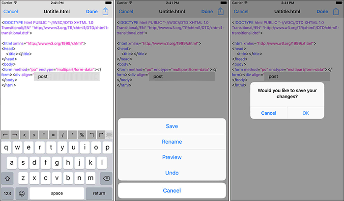 HTML & HTML 5 Editor iPad App Screenshot