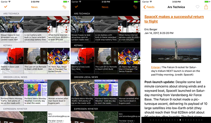 Heartfeed RSS Reader iPhone and iPad App Screenshot