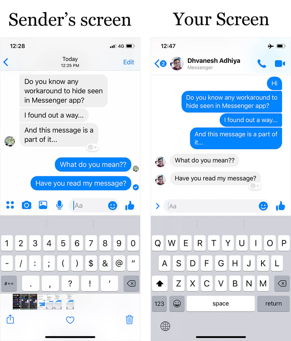 Hide Seen in Messenger on iPhone or Android Phone