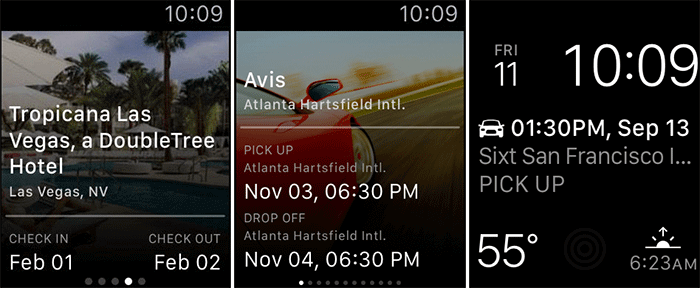 Hotwire Apple Watch and iPhone Travel App Screenshot