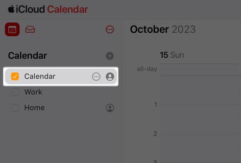 Hover on Calendar in sidebar and select person icon