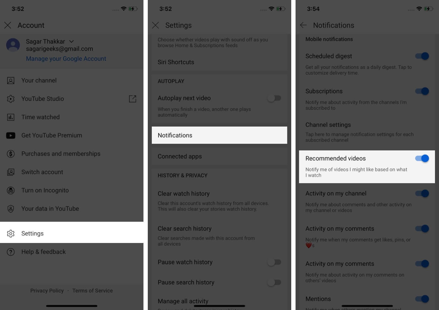How To Turn On Notifications For Recommended Content in YouTube