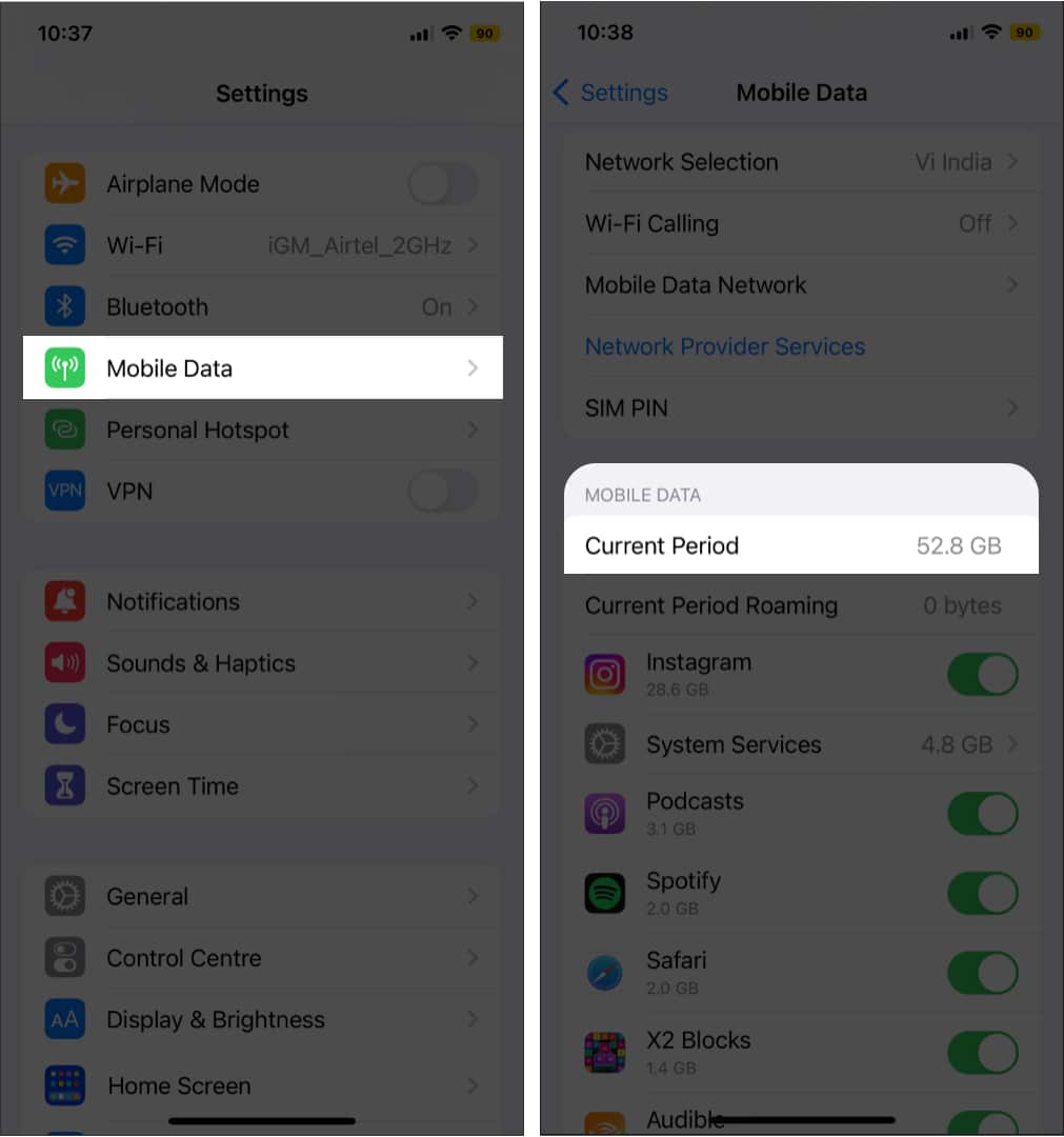 How to check cellular data usage on iPhone 