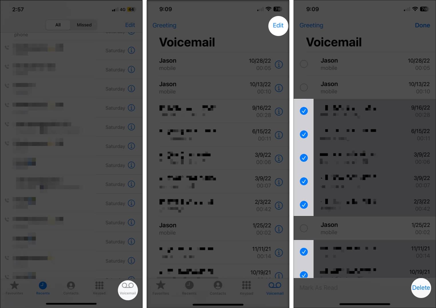 How to delete multiple voicemails on iPhone