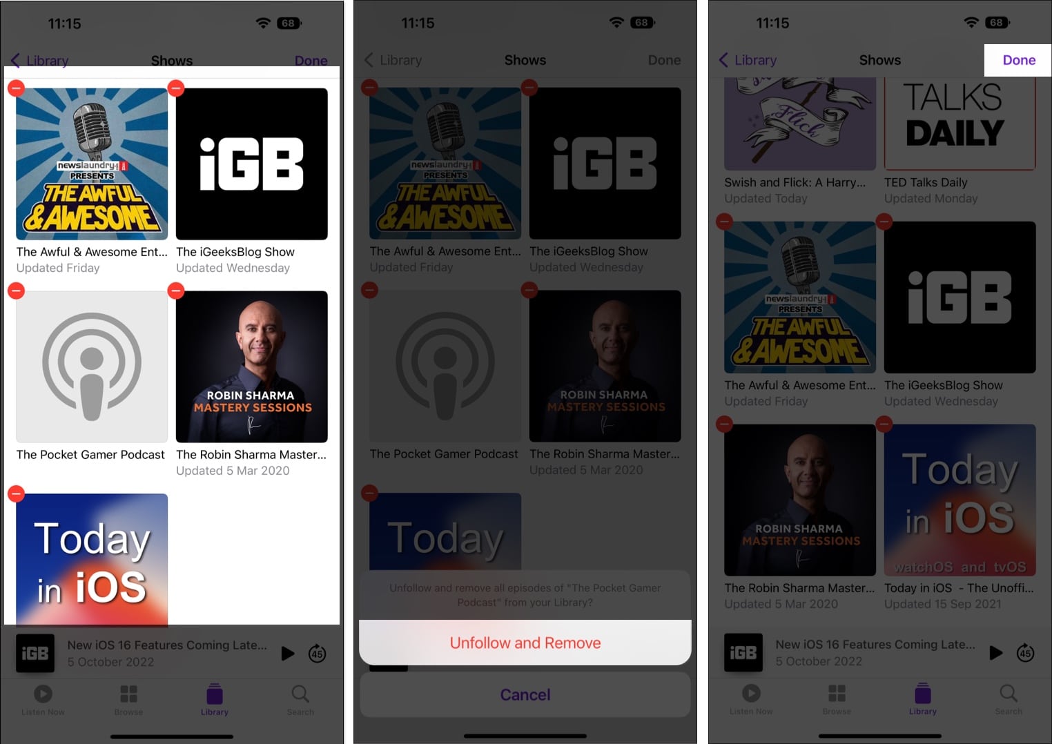 How to delete podcast shows and episodes on iPhone