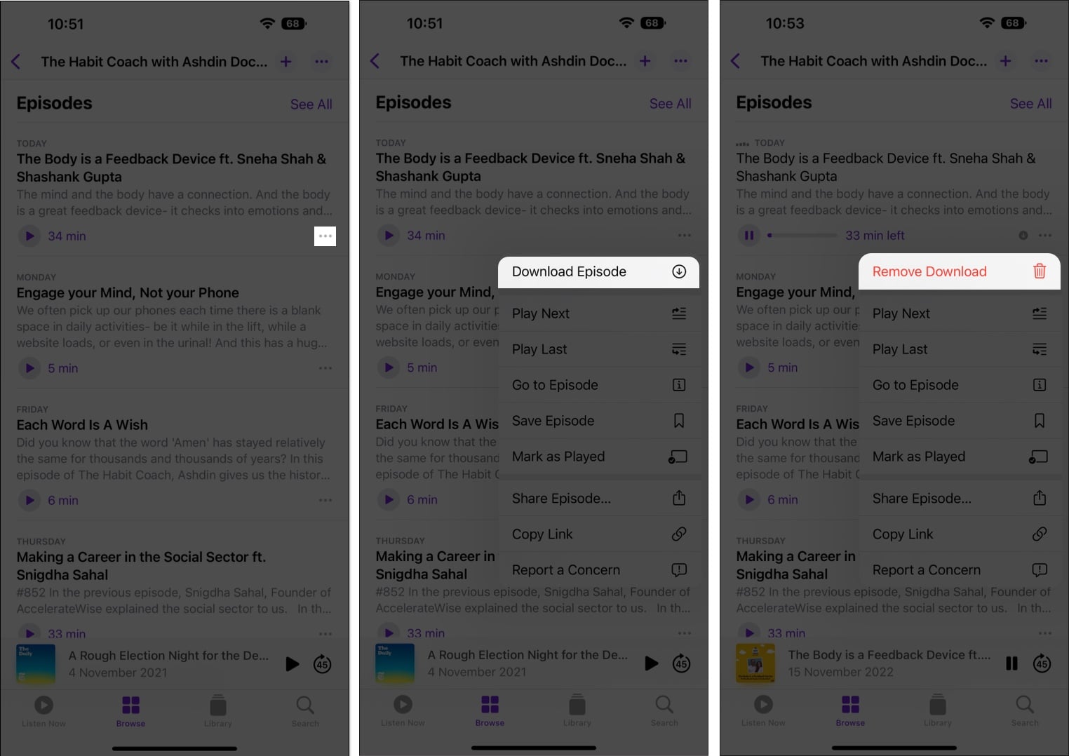 How to download or remove podcast episodes from iPhone 