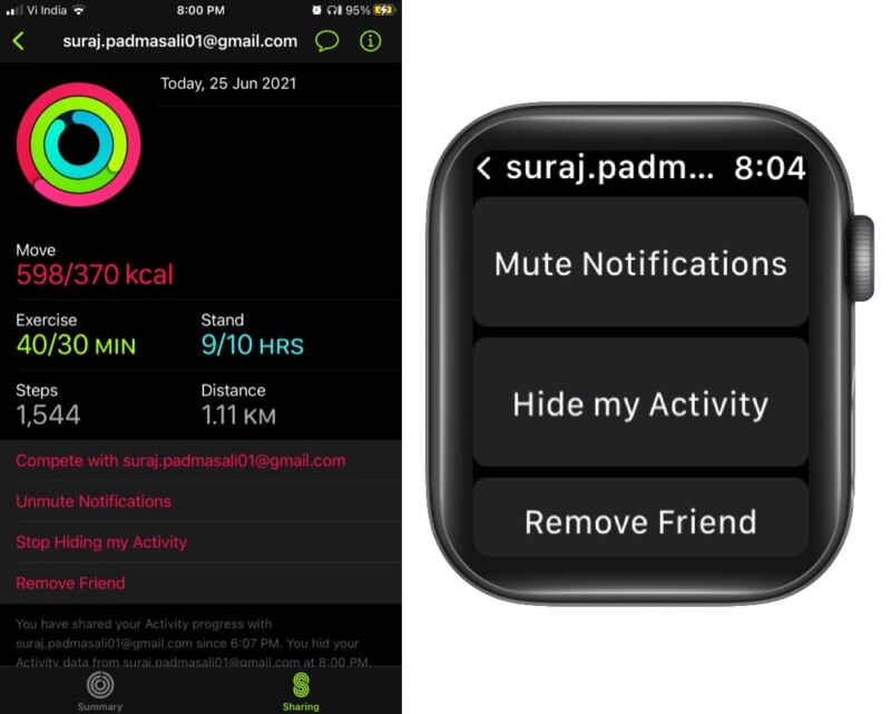 How to mute notifications, hide or stop sharing activity