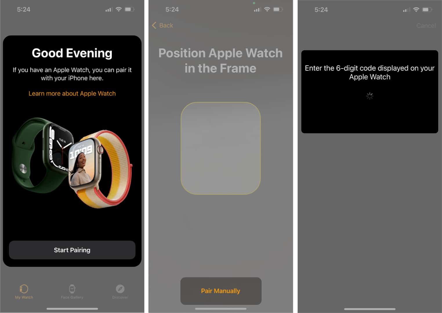 How to pair Apple Watch manually