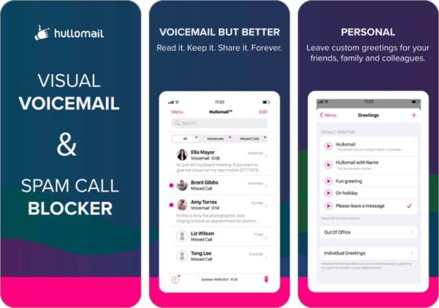Hullomail Voicemail app for iPhone