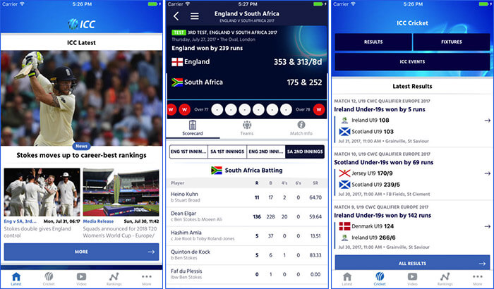 ICC Cricket iPhone App Screenshot