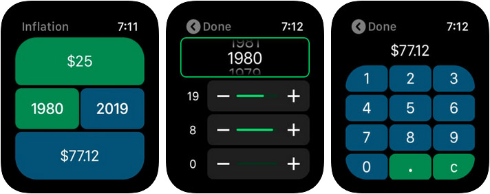 Inflation Calculator Apple Watch App Screenshot