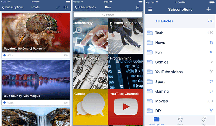 Inoreader RSS Reader iPhone and iPad App Screenshot