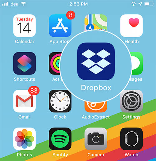 Launch Dropbox on your iPhone