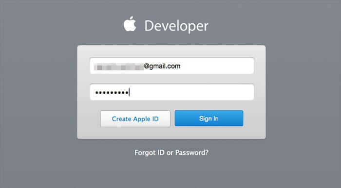 Login to Apple Developer Portal