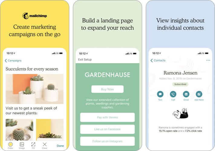 Mailchimp Marketing blogging app screenshot