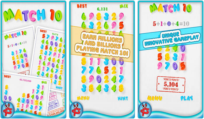 Match 10 iPhone and iPad Math Puzzle Game Screenshot