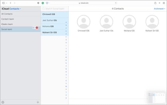 Merge contact groups using iCloud